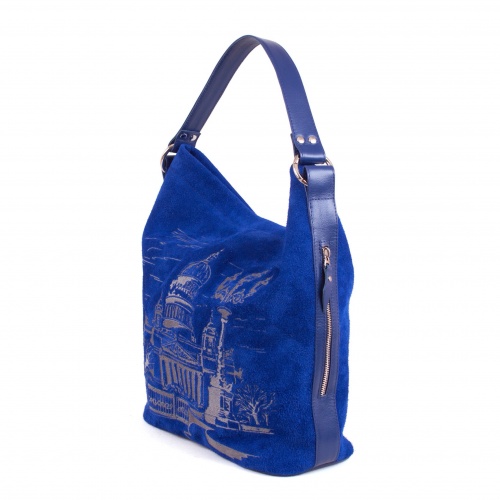 Замшевая сумка мешком с вышивкой "Исакиевский собор" фото фото 2