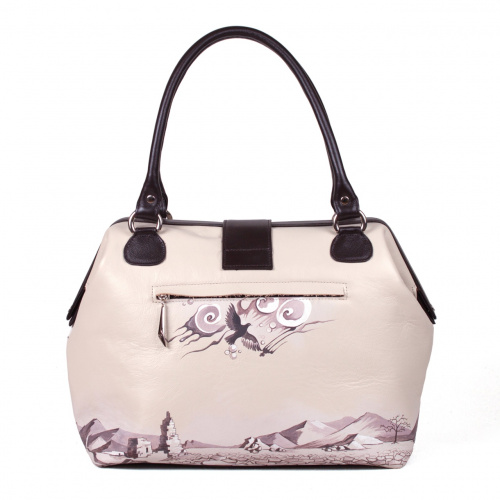 Кожаная сумка-саквояж с росписью "Весенняя бабочка" фото фото 2
