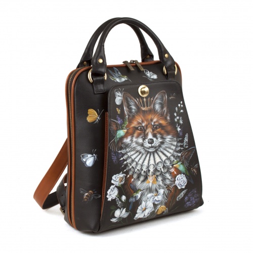 Женская сумка-рюкзак из кожи с росписью "Королевский лис" фото фото 2