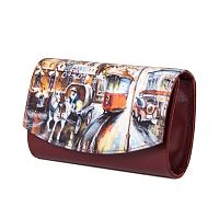 Фото Женский именной кошелек на заказ "Ретро трамвай" с рисунком, принтом, росписью