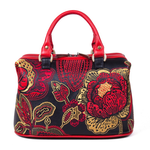 Женская кожаная сумка с вышивкой "Золотой сад" фото фото 6
