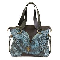 Женская сумка хобо с рисунком "Поцелуй", сумка мешок - фото