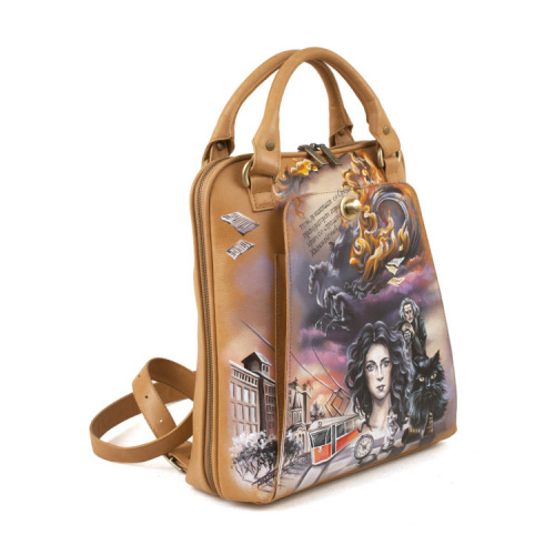 Авторский рюкзак из кожи с рисунком "Мастер и Маргарита" фото фото 3