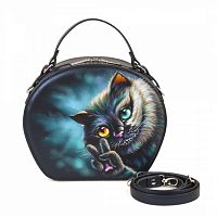 Полукруглая сумка через плечо "Приветствие Чешира" с рисунком, принтом, росписью фото