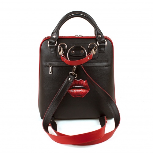Женская кожаная сумка-рюкзак с росписью "Дама" фото фото 2