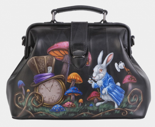 Стильная женская сумка-саквояж с росписью "Алиса" фото