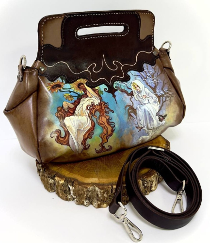 Женская сумка ручной работы с рисунком на заказ "Зима и Лето" на заказ | Sumnizza фото 2