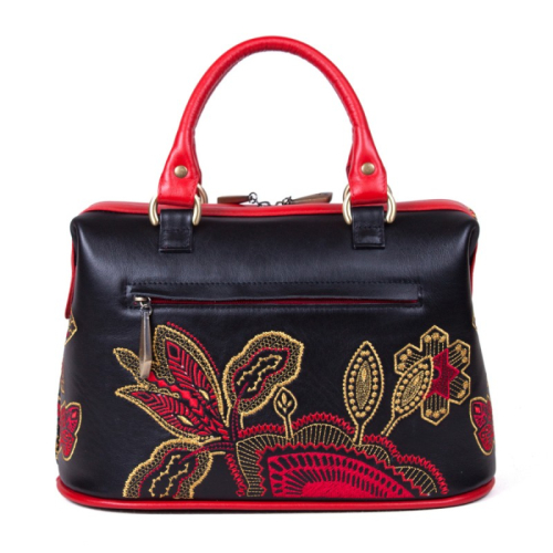 Женская кожаная сумка с вышивкой "Золотой сад" фото фото 7