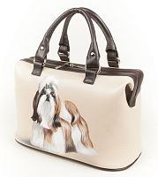 сумка саквояж собака болонка, саквояж из кожи с рисунком собаки болонка, сумка кожаная с росписью собаки болонки, сумка саквояж женская ручной работы, рисунок собака болонка, дизайнерский саквояж на заказ с рисунком