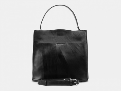 Черная кожаная сумка-шоппер с ручкой "Синтия"