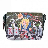Женская кожаная сумка на ремне "Алиса и колода карт" фото