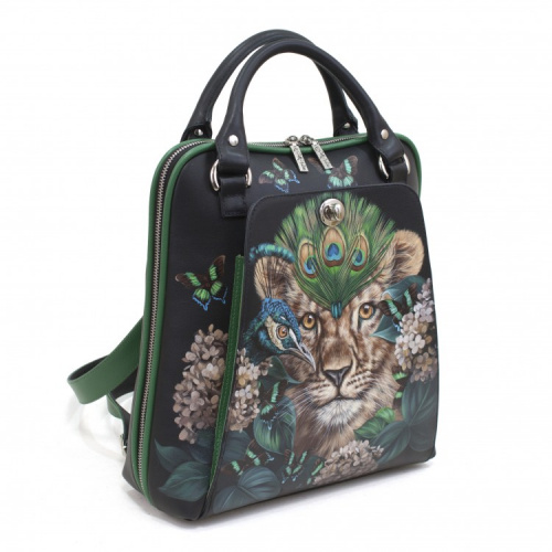 Женская сумка-рюкзак из кожи с росписью "Джунгли" фото фото 4