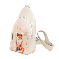Миниатюрный рюкзак кожаный с лямкой через плечо и рисунком ручной работы на заказ "Лисичка" | Купить в интернет-магазине