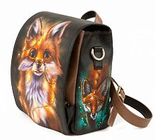 Женская сумка-рюкзак с принтом лисы "Лисёнок в гирляндах" фото