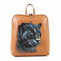 Женский рюкзак из натуральной кожи "Пума" с рисунком, росписью, принтом - фото