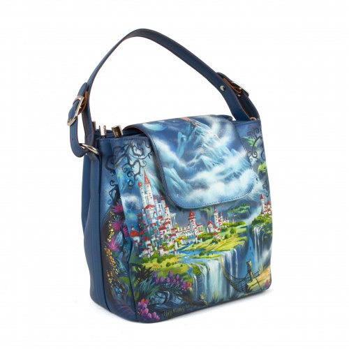 Женская сумка на три отделения с росписью “Сказочный водопад” фото фото 3