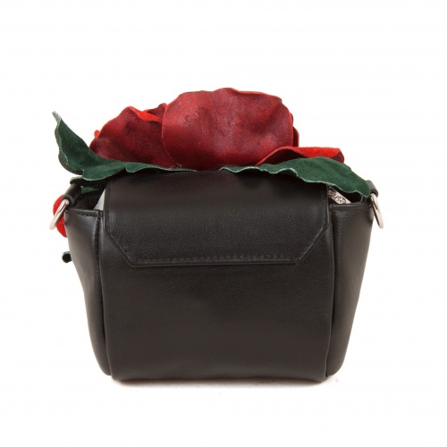 Кожаная сумочка клатч с аппликацией цветка "Красный мак" фото фото 2