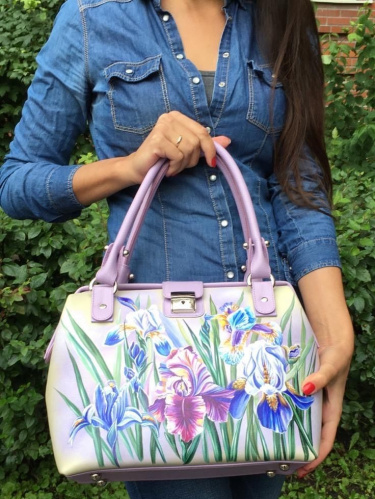 Женская сумка-саквояж с рисунком цветов "Ирисы" фото фото 5