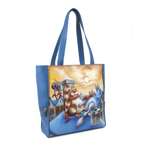 Женская сумка шоппер с росписью "Питерские коты" фото фото 3