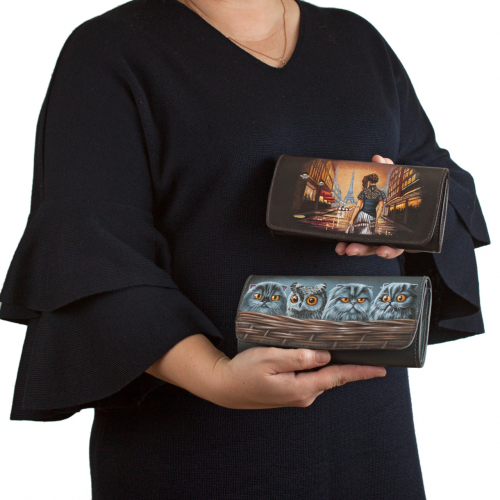 Красивый женский кошелек с рисунком "Кот Бегемот" - фото фото 3