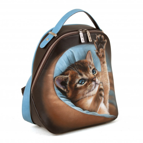 Кожаный рюкзак с росписью абиссинца "Рыжик" фото фото 2