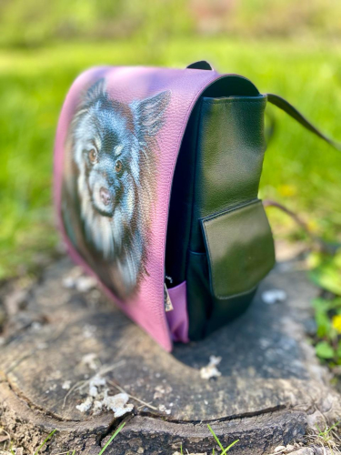 Женский кожаный рюкзак с портретом собаки "Мой любимый шпиц" - фото фото 4