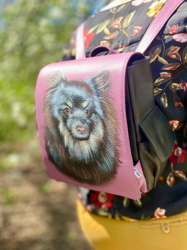 Женский кожаный рюкзак с портретом собаки "Мой любимый шпиц" - фото фото 6
