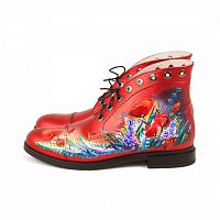 Женские ботинки на шнуровке  "Летний луг" с рисунком, принтом, росписью - фото