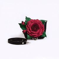 Черная сумка с красными цветами "Роза с бутонами" с росписью, принтом - фото