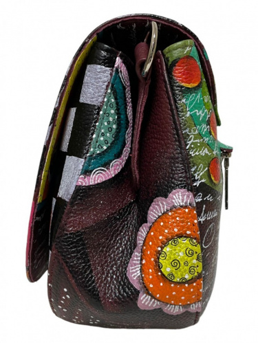 Женская кожаная сумка-седло с рисунком "Рыбки" фото фото 6