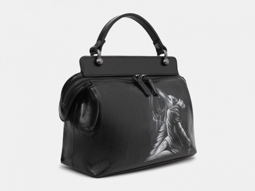 Женская кожаная сумка с карманом "Девушка-волчица" фото фото 2
