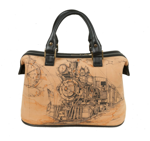 Женская сумка-саквояж из кожи "Механический поезд" фото фото 2
