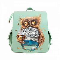 Качественный женский рюкзак "Утренняя сова" с росписью, принтом - фото
