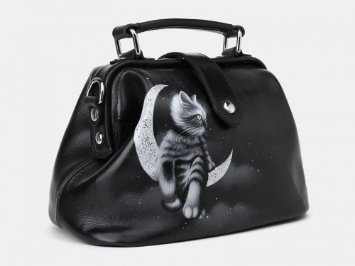 Женская кожаная сумка-саквояж "Ночной наблюдатель" фото фото 2