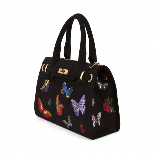 Женская сумка модель Hermes с вышивкой  "Бабочки" фото фото 2