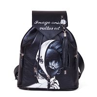Женский кожаный рюкзак с рисунком "Отражение" с росписью, принтом - фото