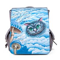 Рюкзак ручной работы на заказ "Улыбка Чешира" с рисунком, росписью, принтом - фото