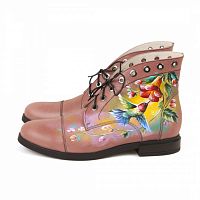 Женские ботинки с люверсами  "Колибри" с рисунком, принтом, росписью - фото