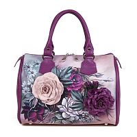 Женская сумка с аппликацией и рисунком "Лиловые розы" фото