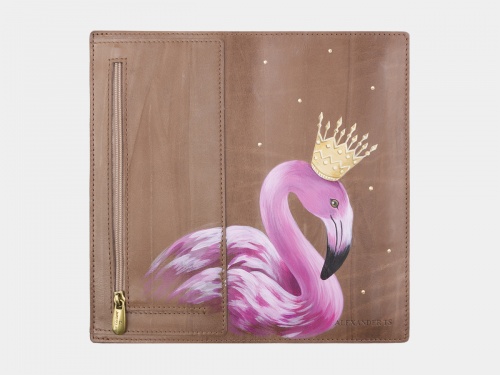 Женское портмоне из кожи с росписью "Фламинго" фото фото 2