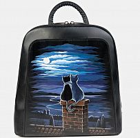 Женский рюкзак с рисунком по коже "Питерские коты" фото