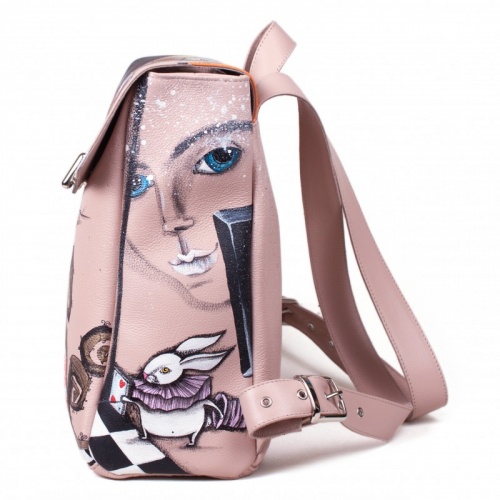 Женский кожаный рюкзак "Этно Алиса" с росписью, принтом - фото фото 4