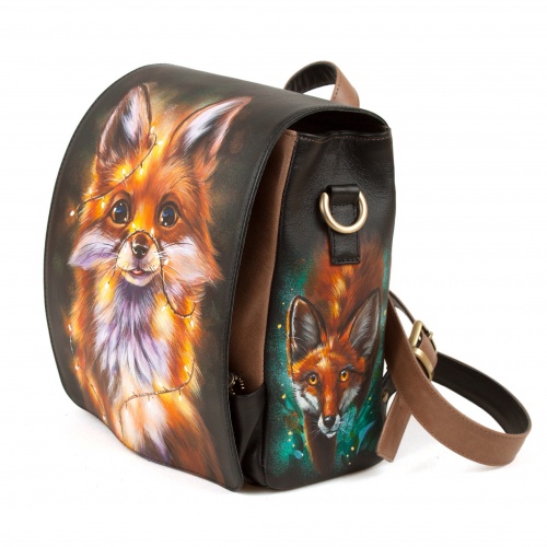 Женская сумка-рюкзак с принтом лисы "Лисёнок в гирляндах" фото фото 3