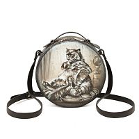 Женская круглая сумка кросс-боди "Кот Бегемот" с рисунком, принтом, росписью фото