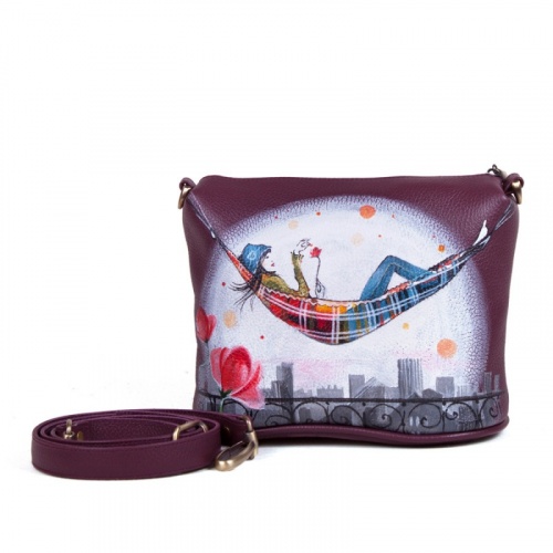 Купить Маленькая сумочка через плечо "Девушка Загадка" с рисунком, принтом, росписью фото
