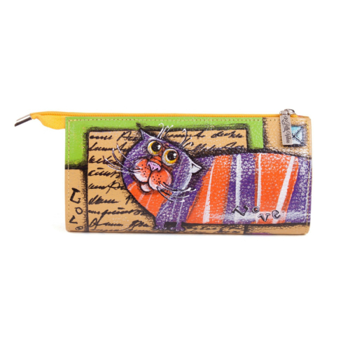 Красивый женский кошелек с рисунком ручной работы "Котик" - кожаный женский кошелек-портмоне ручной работы с рисунком |  Sumnizza