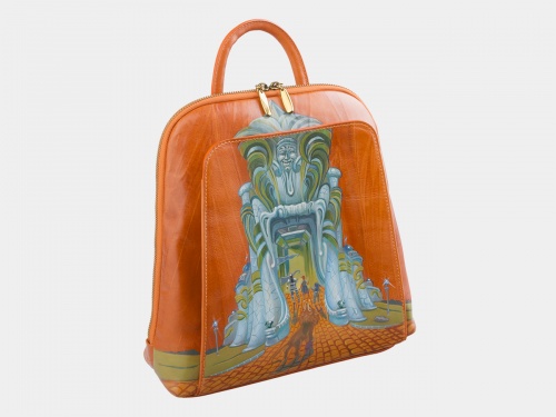 Женский рюкзак из кожи с росписью "Изумрудный город" фото фото 2