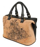 Женская сумка-саквояж из кожи "Механический поезд" фото