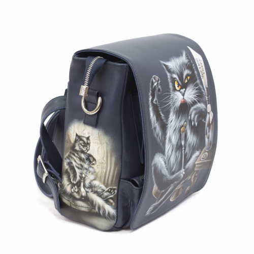 Женская сумка-рюкзак с рисунком ручной работы "Кот Бегемот" фото фото 10