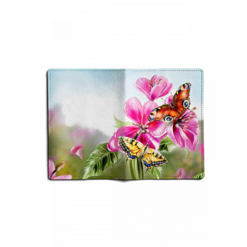 Кожаная обложка на паспорт с рисунком бабочки "Бабочка" фото фото 2